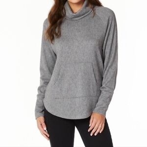 Bobi Los Angeles Funnel Neck Raglan w/ Pocket Sweater in Grey Small NWT